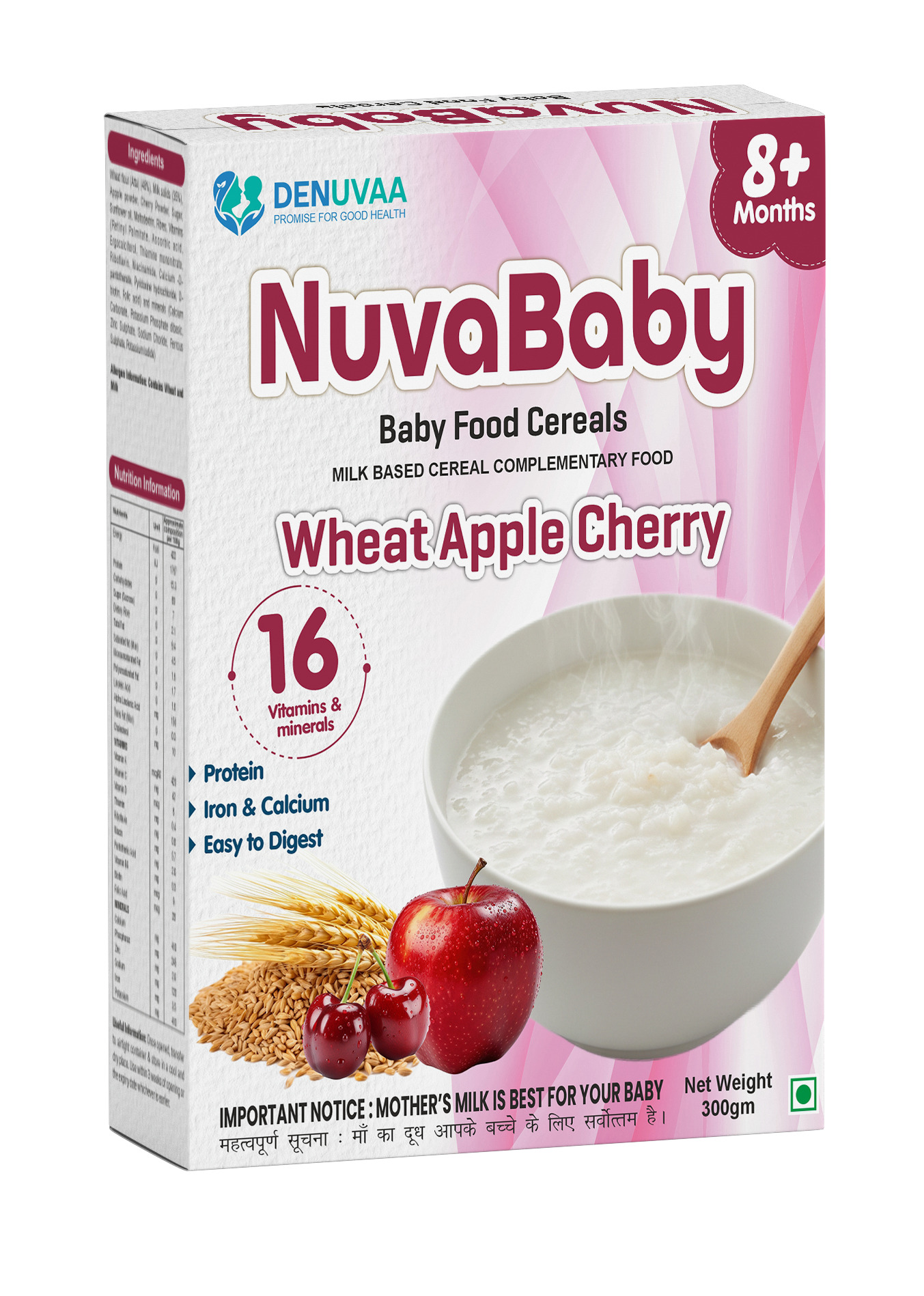 NUVABABY 8+ WHEAT APPLE & CHERRY